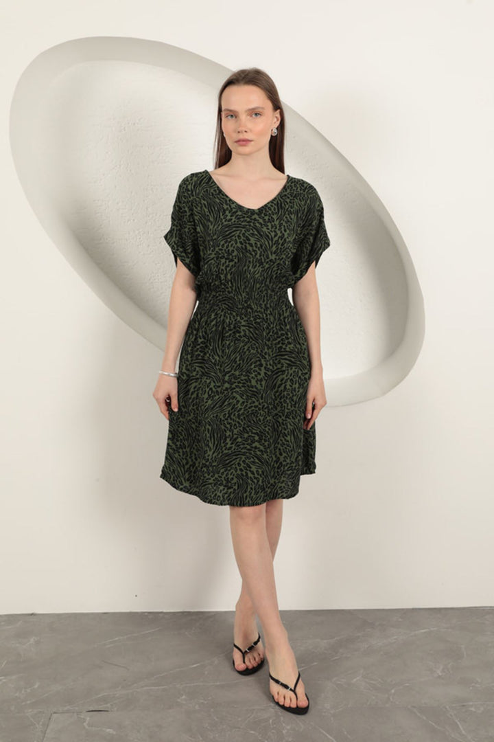 KKT Viscose Fabric Patterned Dress-Khaki - Sesto San Giovanni