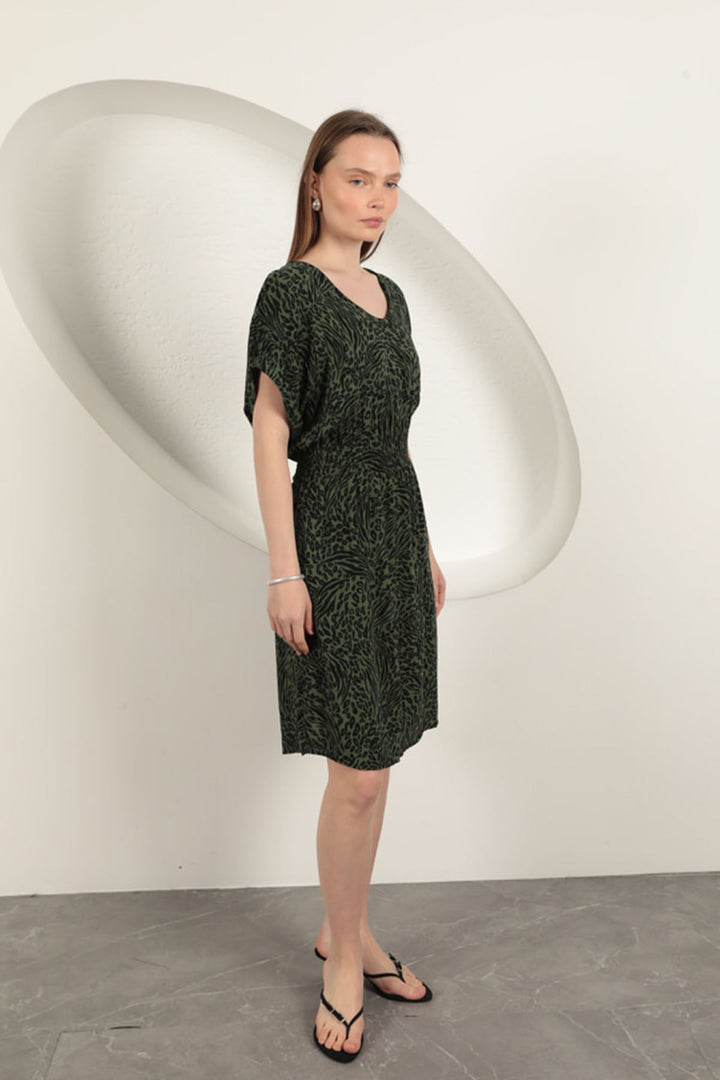 KKT Viscose Fabric Patterned Dress-Khaki - Sesto San Giovanni