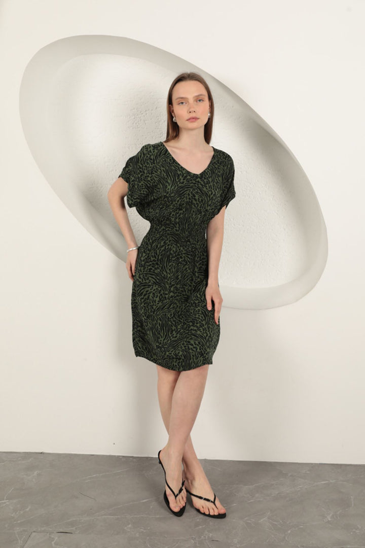 KKT Viscose Fabric Patterned Dress-Khaki - Sesto San Giovanni