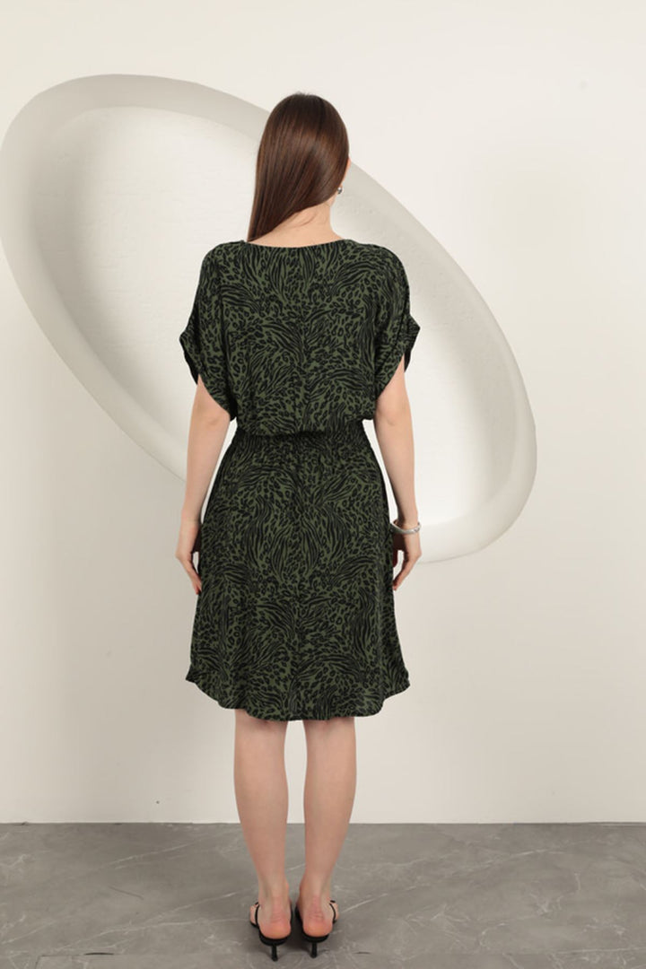 KKT Viscose Fabric Patterned Dress-Khaki - Sesto San Giovanni