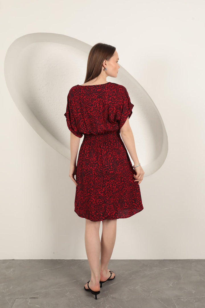 KKT Viscose Fabric Patterned Dress-Red - Tarrasa