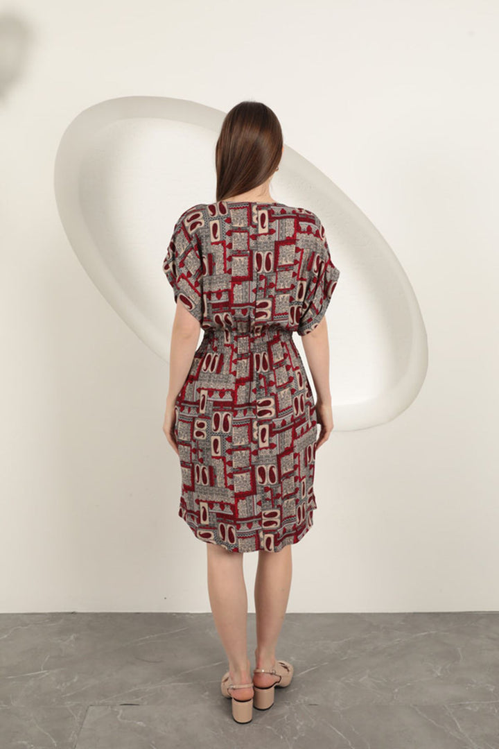KKT Viscose Fabric Gipel Dress-Burgundy - Kamianske