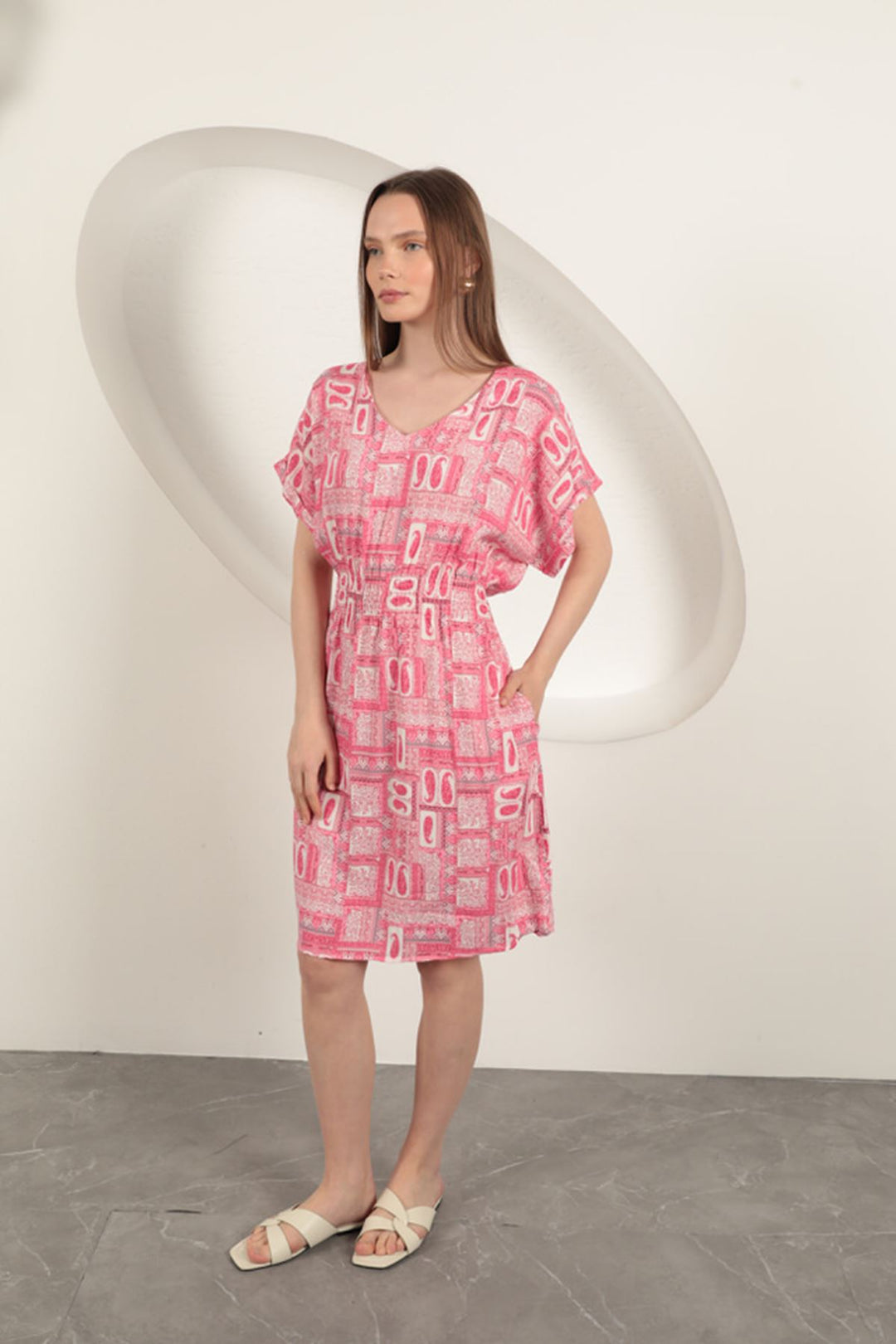 KKT Viscose Fabric Gipel Dress-Pink - Bridlington