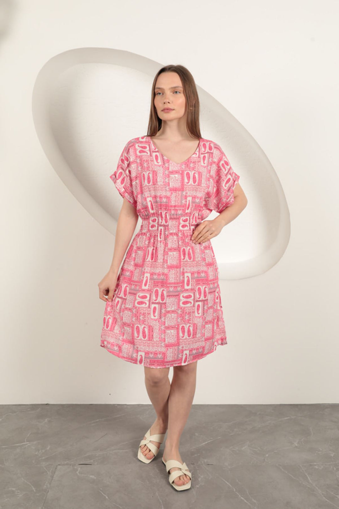 KKT Viscose Fabric Gipel Dress-Pink - Bridlington