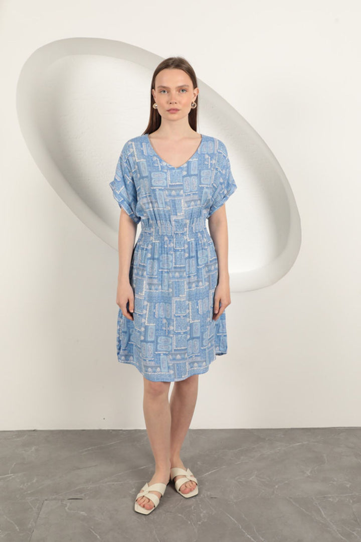 KKT Viscose Fabric Gipel Dress-Blue - Finchley