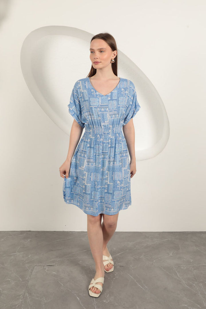 KKT Viscose Fabric Gipel Dress-Blue - Finchley