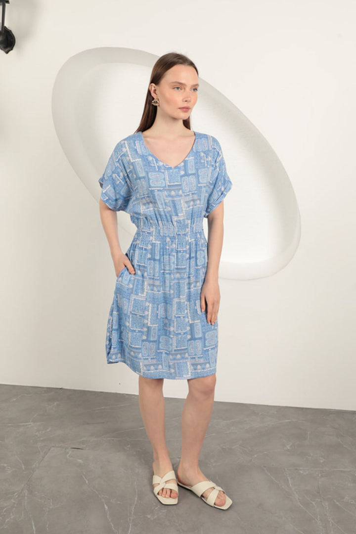 KKT Viscose Fabric Gipel Dress-Blue - Finchley