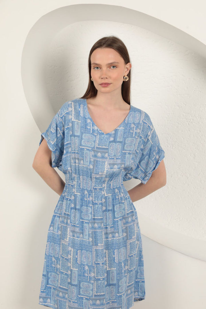 KKT Viscose Fabric Gipel Dress-Blue - Finchley