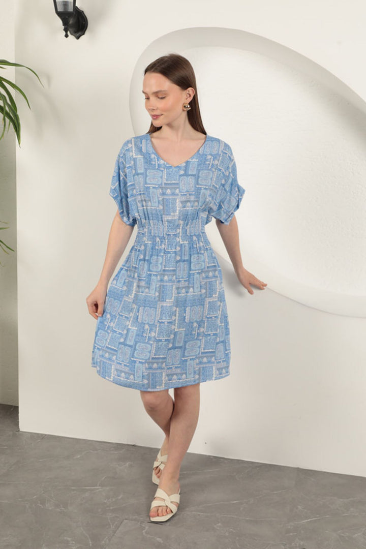 KKT Viscose Fabric Gipel Dress-Blue - Finchley