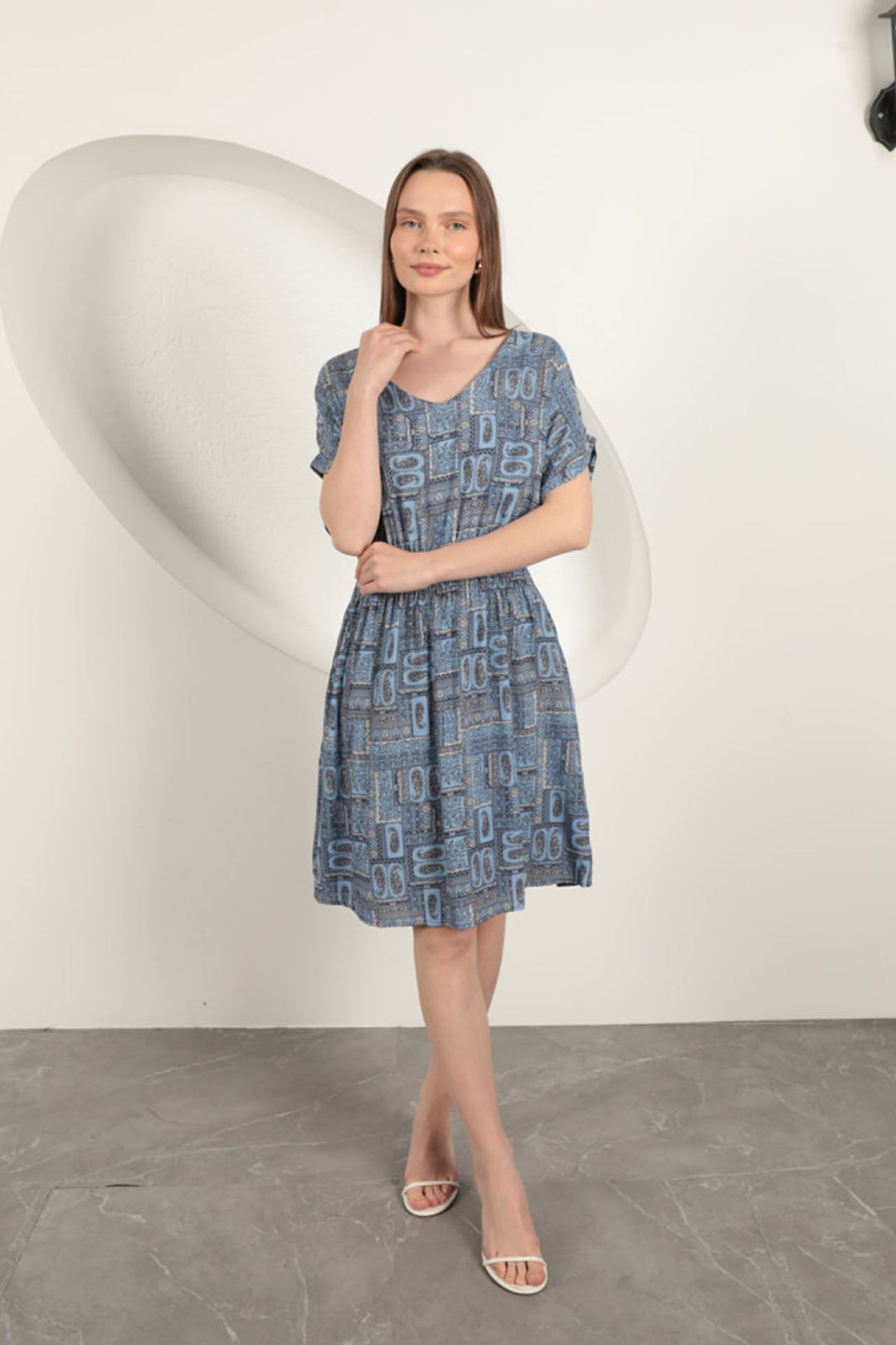 KKT Viscose Fabric Gipel Dress-Sax - Brighton