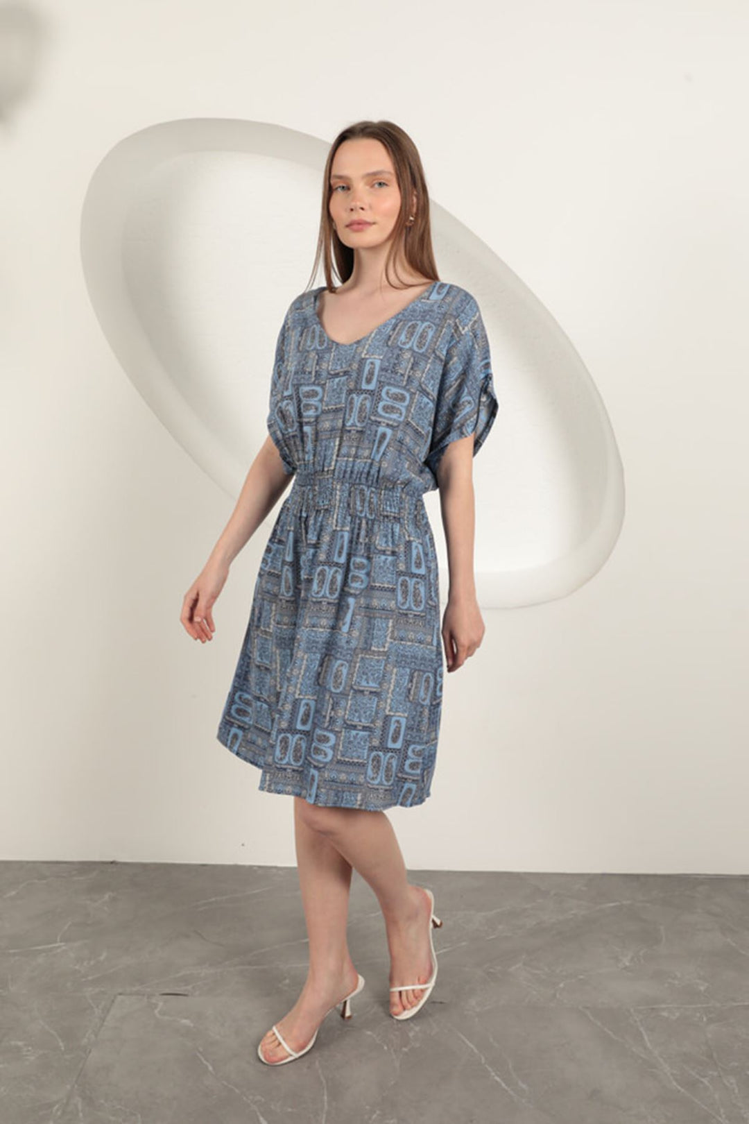 KKT Viscose Fabric Gipel Dress-Sax - Brighton