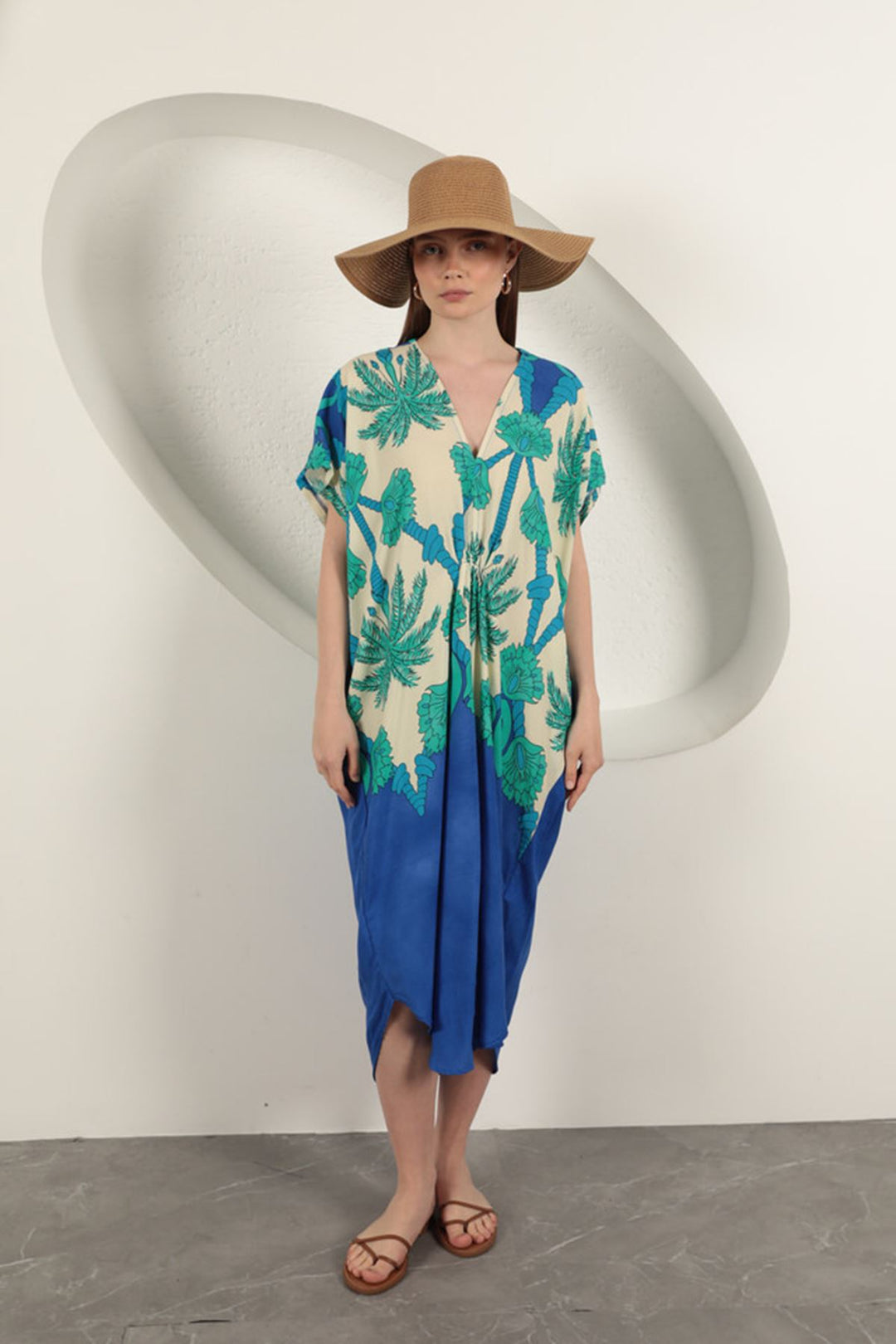 KKT Viscose Fabric Patterned Dress-Sax - Erlangen