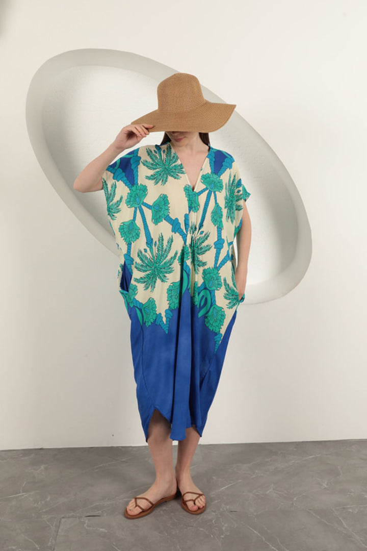 KKT Viscose Fabric Patterned Dress-Sax - Erlangen