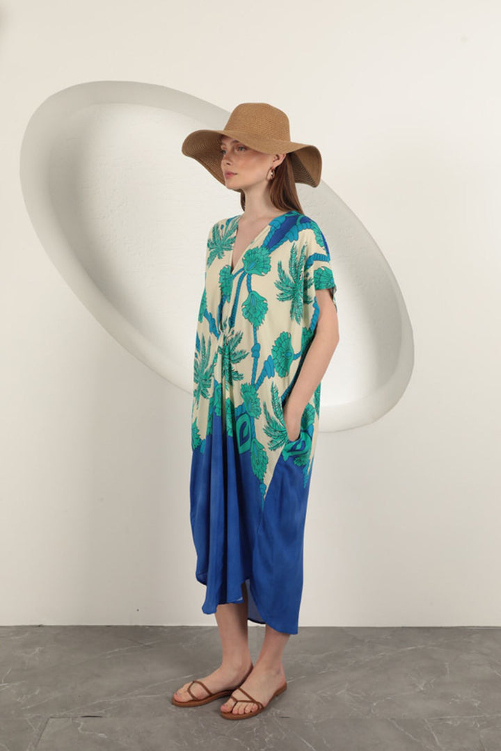 KKT Viscose Fabric Patterned Dress-Sax - Erlangen