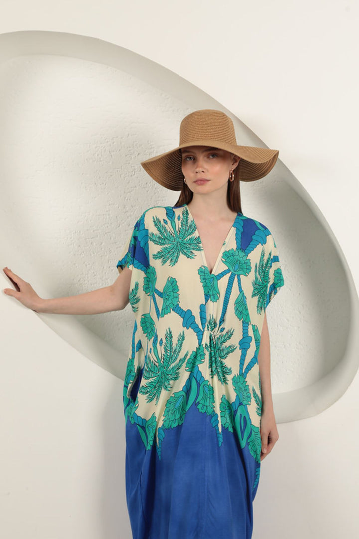 KKT Viscose Fabric Patterned Dress-Sax - Erlangen