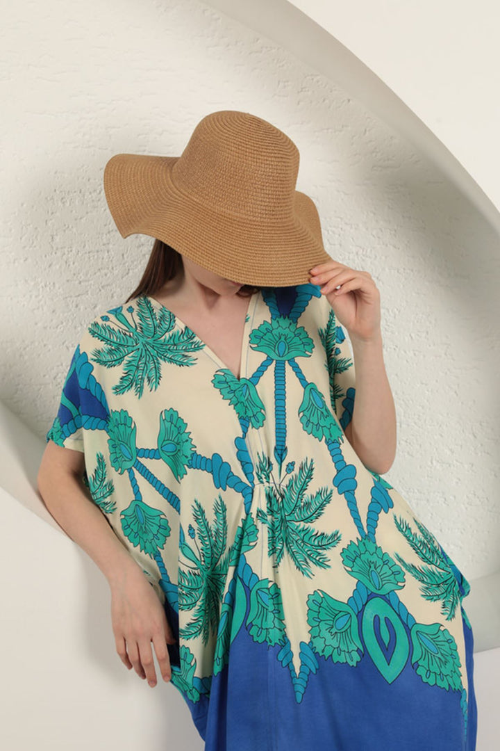 KKT Viscose Fabric Patterned Dress-Sax - Erlangen