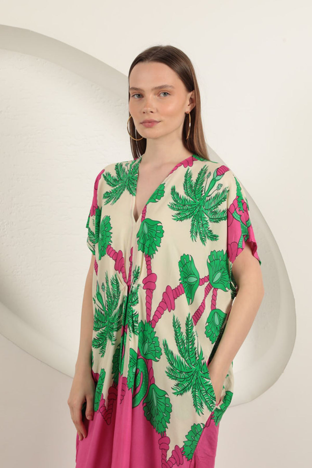 KKT Viscose Fabric Patterned Dress-Fuchsia - San Luis Obispo