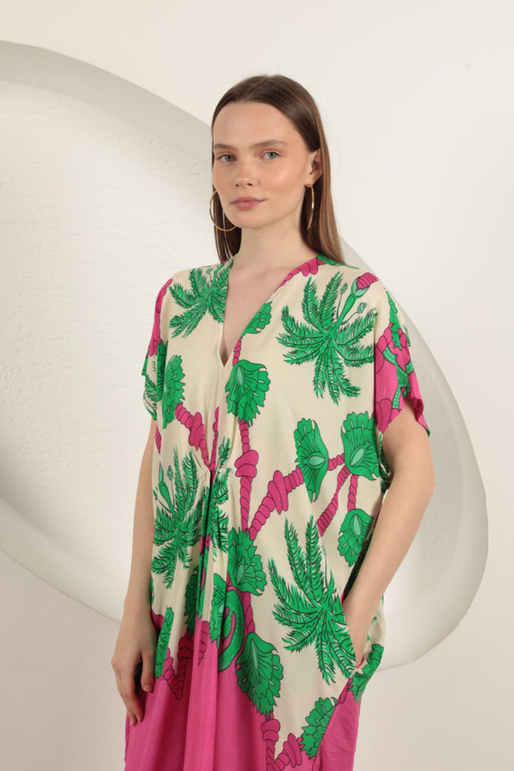 KKT Viscose Fabric Patterned Dress-Fuchsia - San Luis Obispo