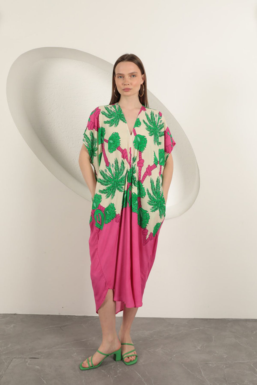 KKT Viscose Fabric Patterned Dress-Fuchsia - San Luis Obispo