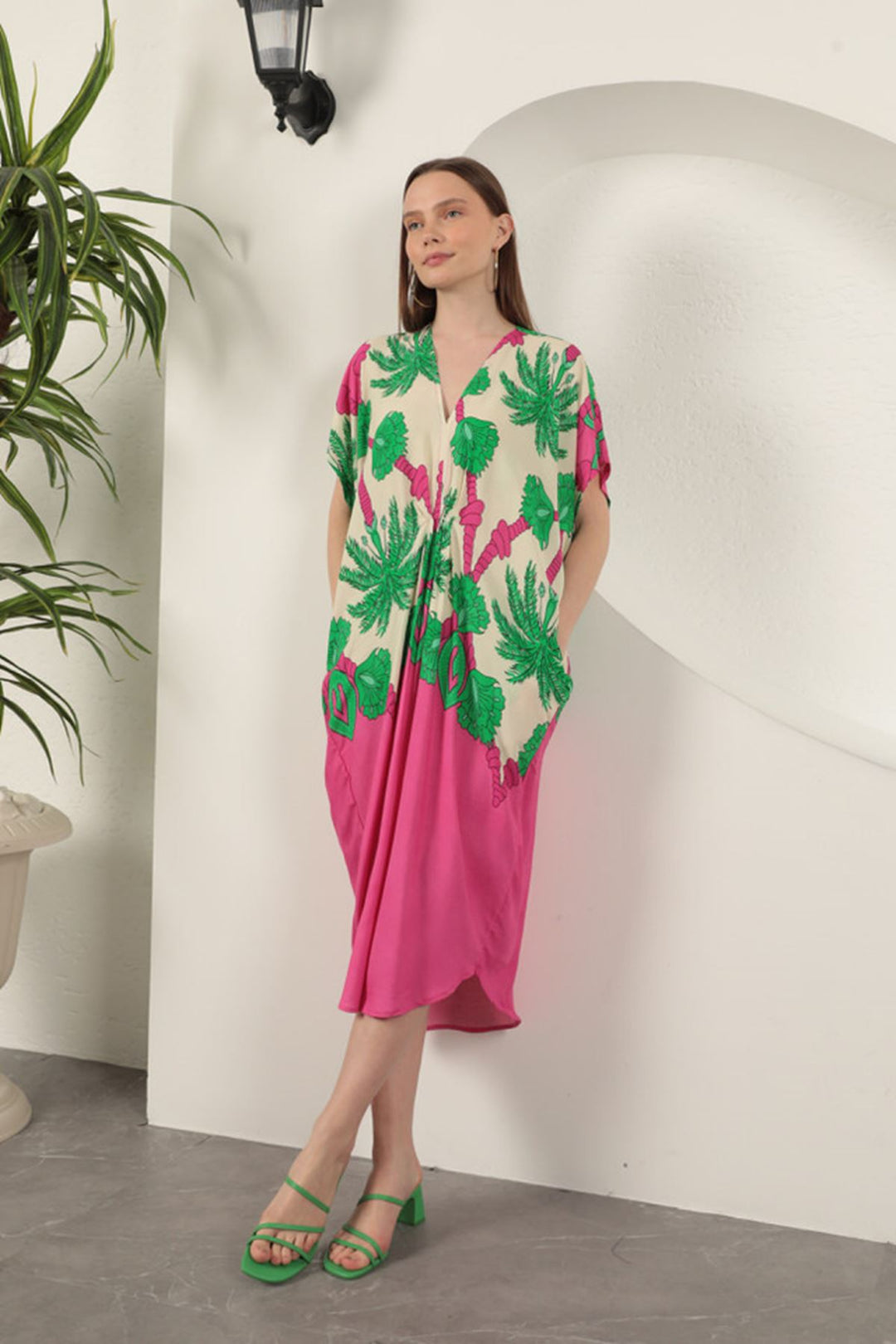 KKT Viscose Fabric Patterned Dress-Fuchsia - San Luis Obispo