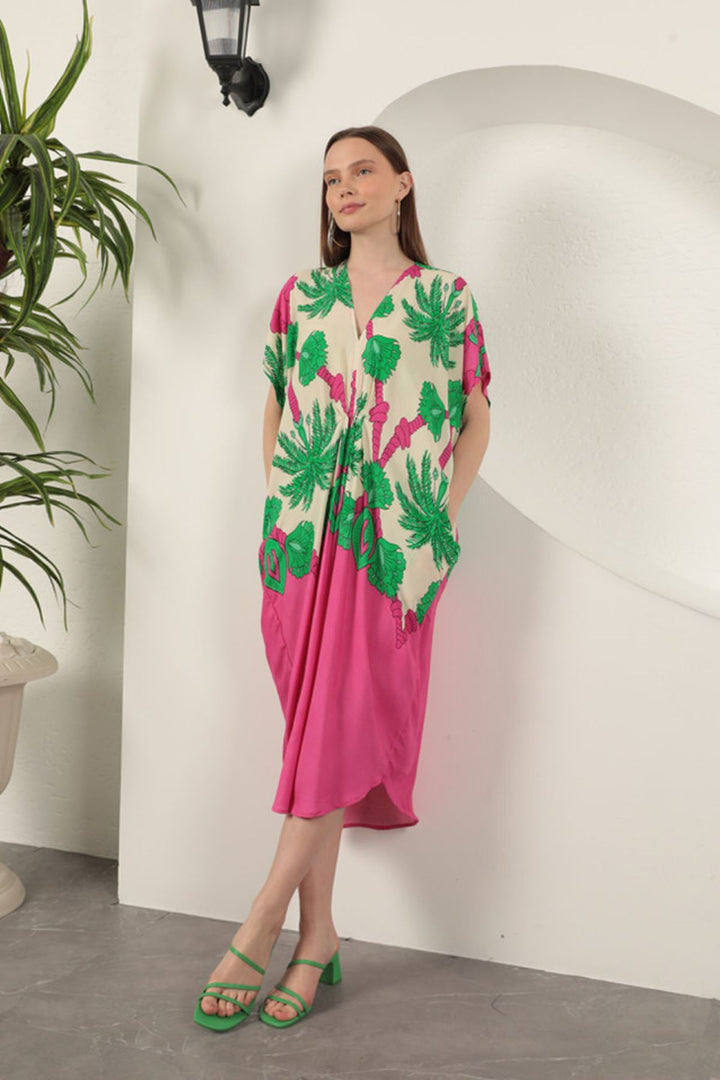 KKT Viscose Fabric Patterned Dress-Fuchsia - San Luis Obispo