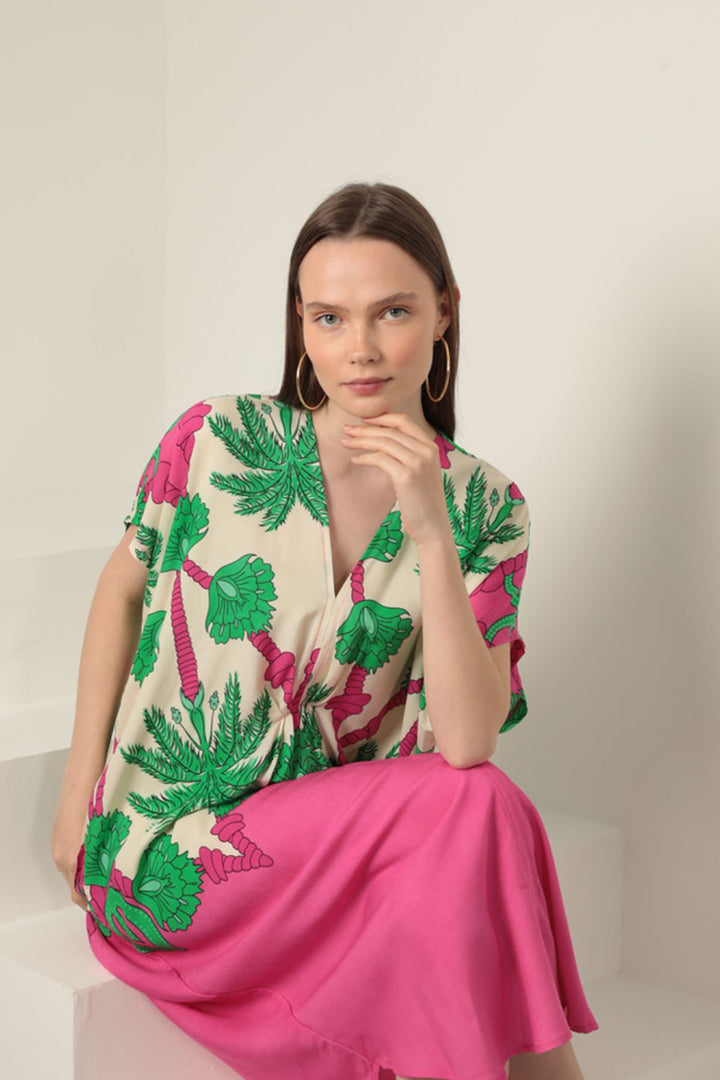 KKT Viscose Fabric Patterned Dress-Fuchsia - San Luis Obispo