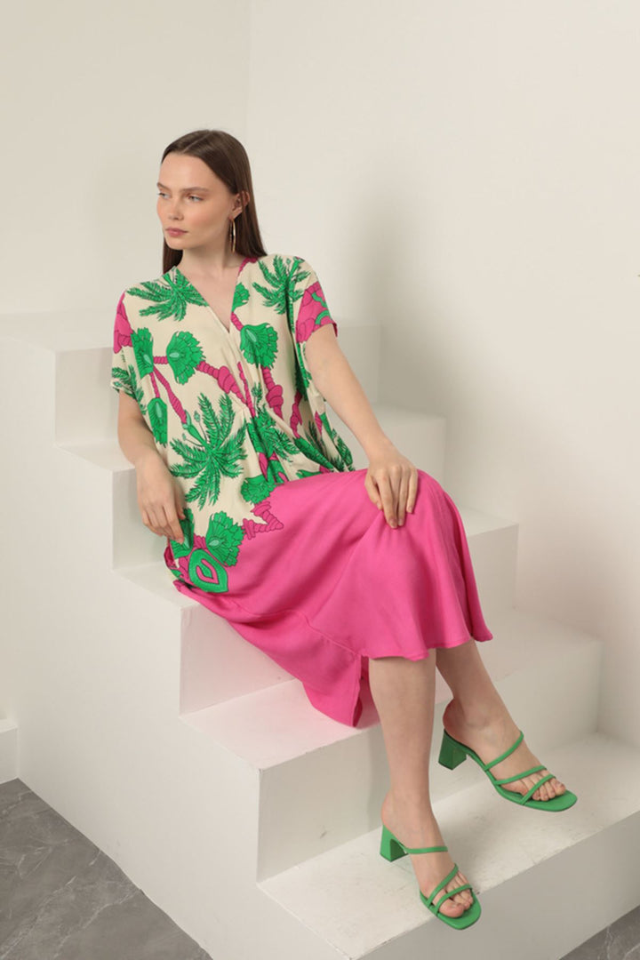KKT Viscose Fabric Patterned Dress-Fuchsia - San Luis Obispo