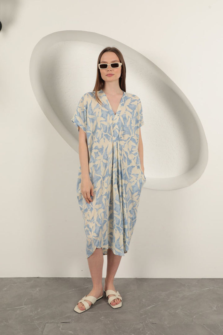 KKT Viscose Fabric Patterned Dress-Blue - West Covina