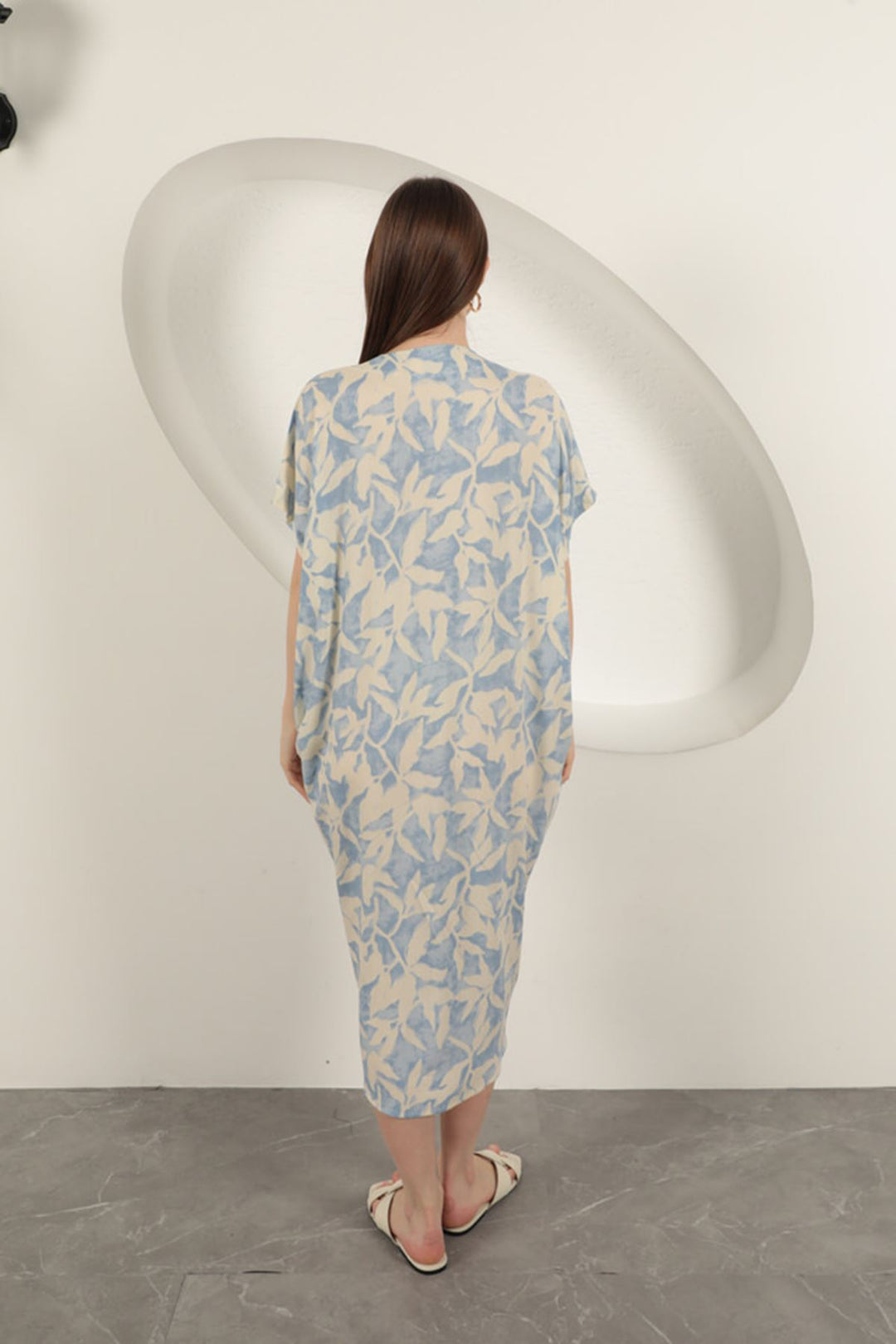 KKT Viscose Fabric Patterned Dress-Blue - West Covina