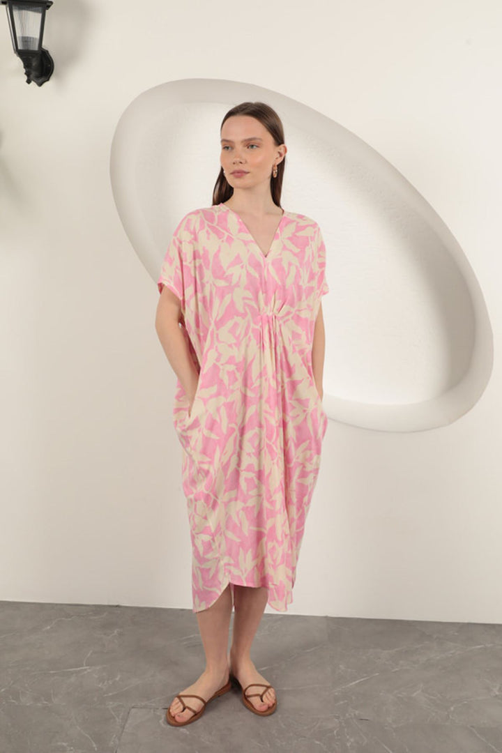 KKT Viscose Fabric Patterned Dress-Pink - West Valley City