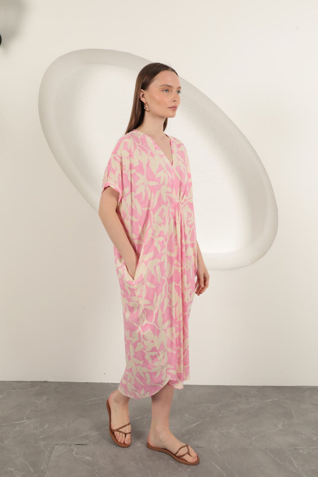 KKT Viscose Fabric Patterned Dress-Pink - West Valley City