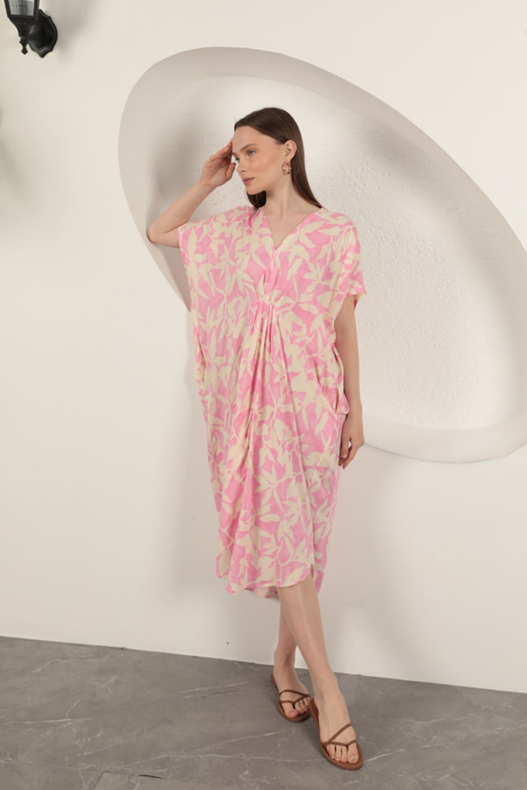 KKT Viscose Fabric Patterned Dress-Pink - West Valley City