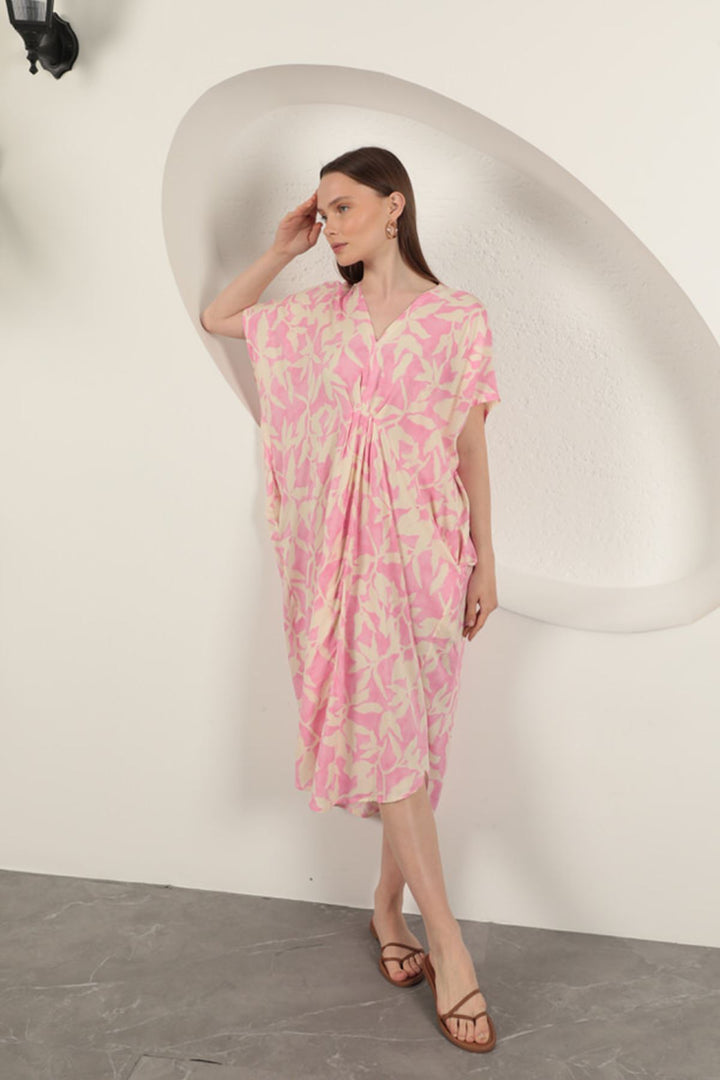 KKT Viscose Fabric Patterned Dress-Pink - West Valley City