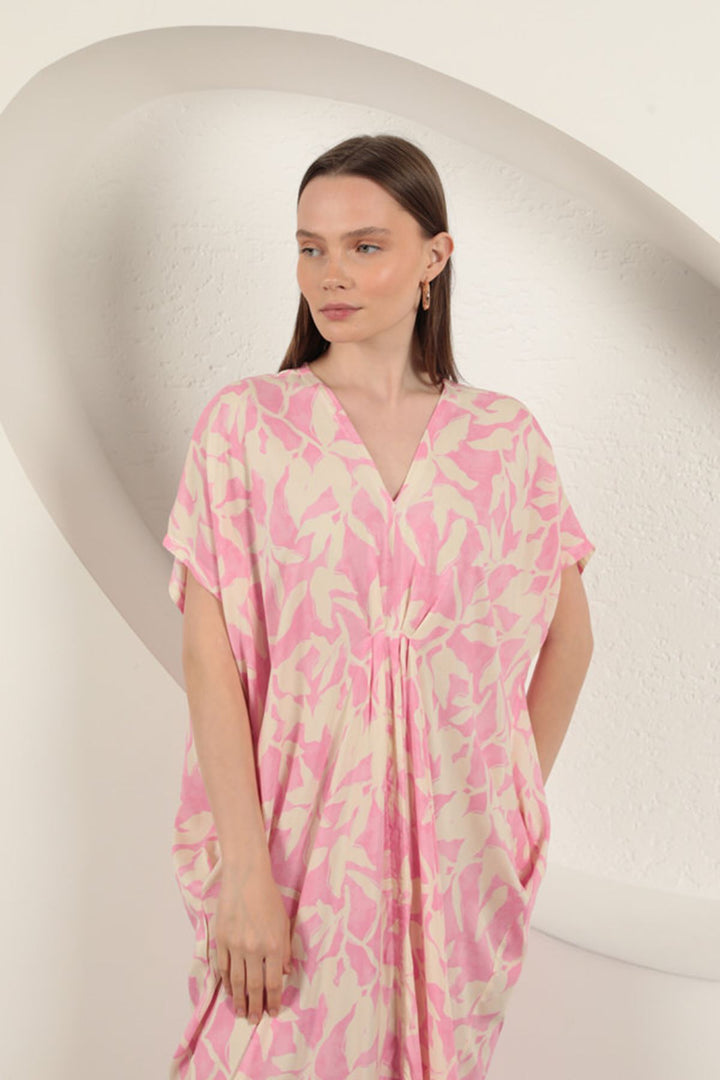 KKT Viscose Fabric Patterned Dress-Pink - West Valley City