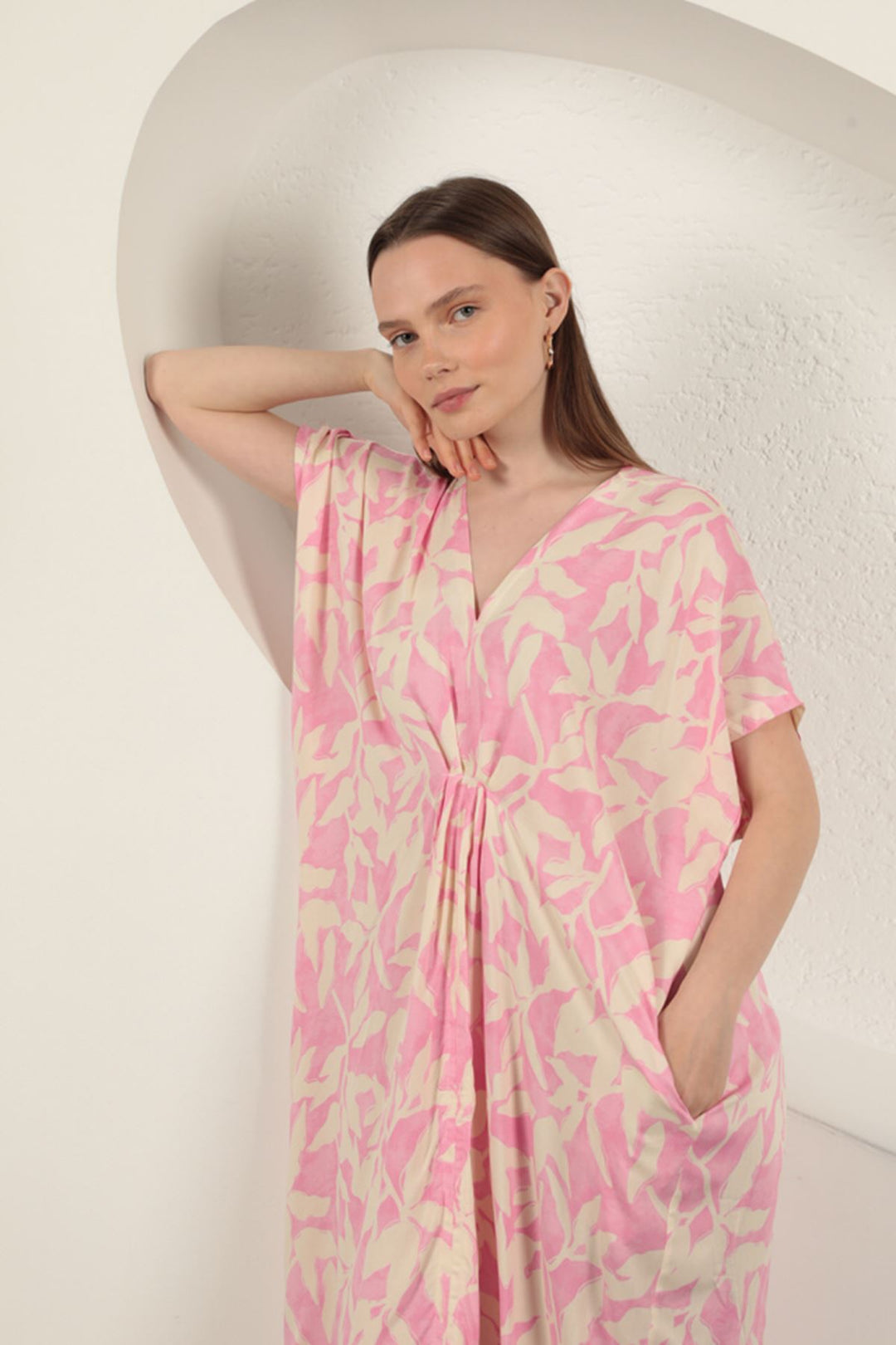 KKT Viscose Fabric Patterned Dress-Pink - West Valley City
