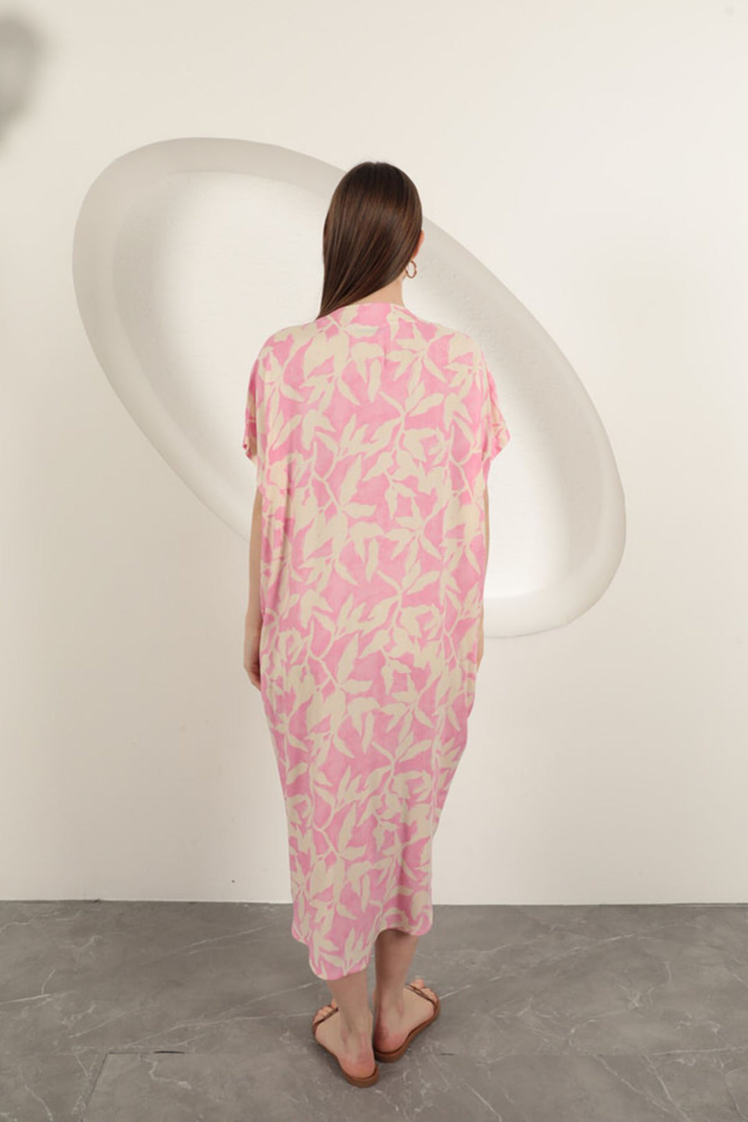 KKT Viscose Fabric Patterned Dress-Pink - West Valley City