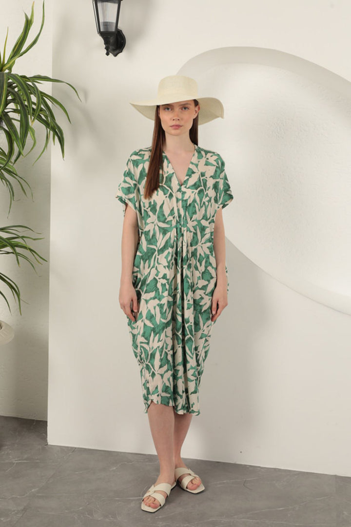 KKT Viscose Fabric Patterned Dress-Green - Durham