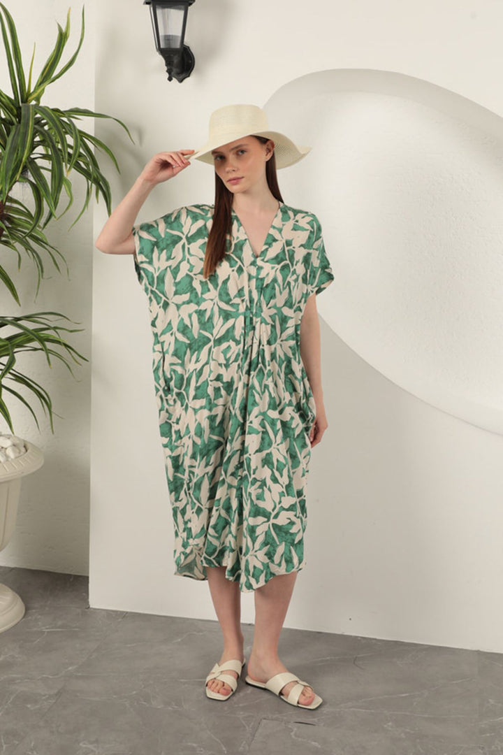 KKT Viscose Fabric Patterned Dress-Green - Durham