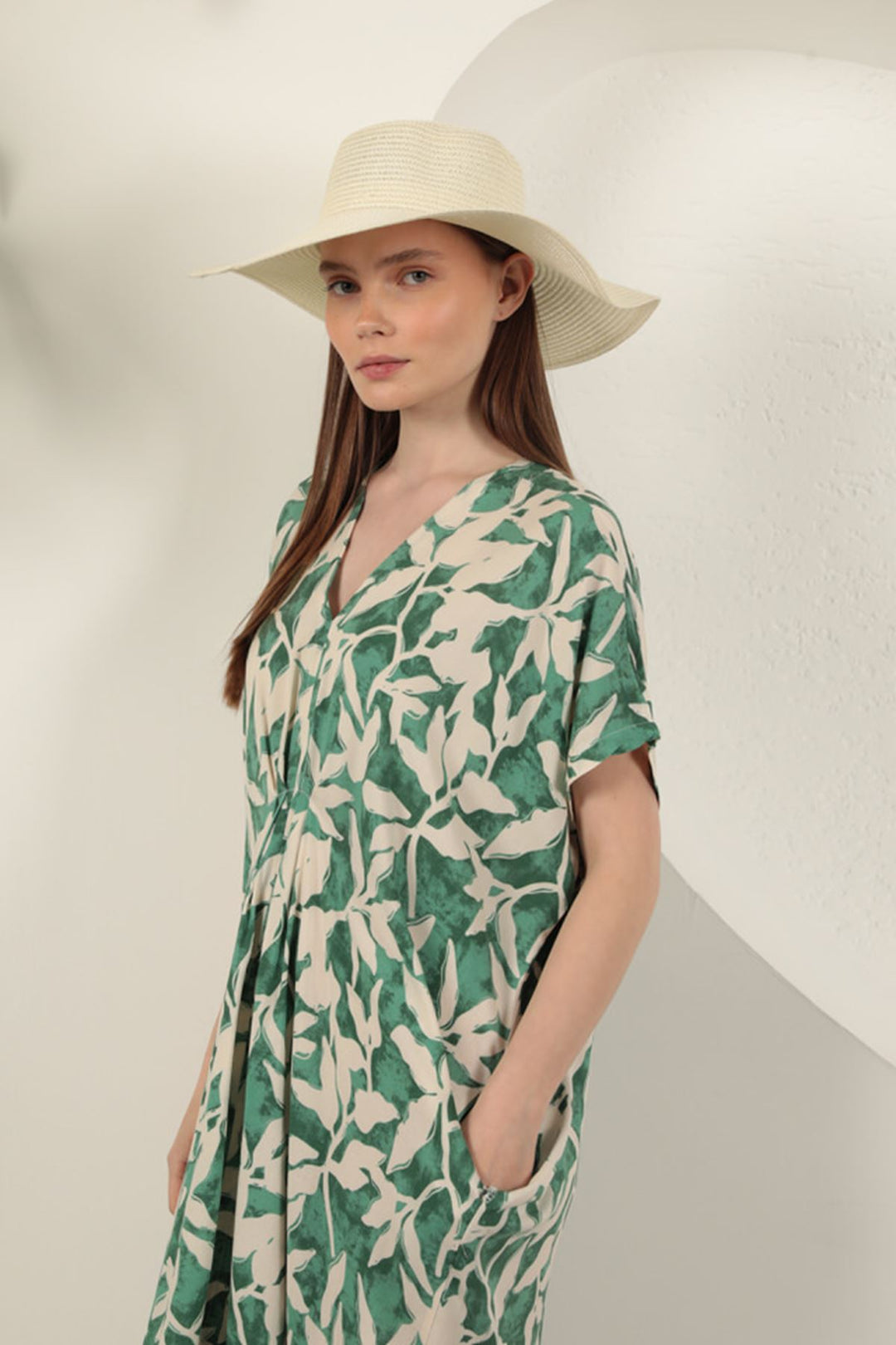 KKT Viscose Fabric Patterned Dress-Green - Durham