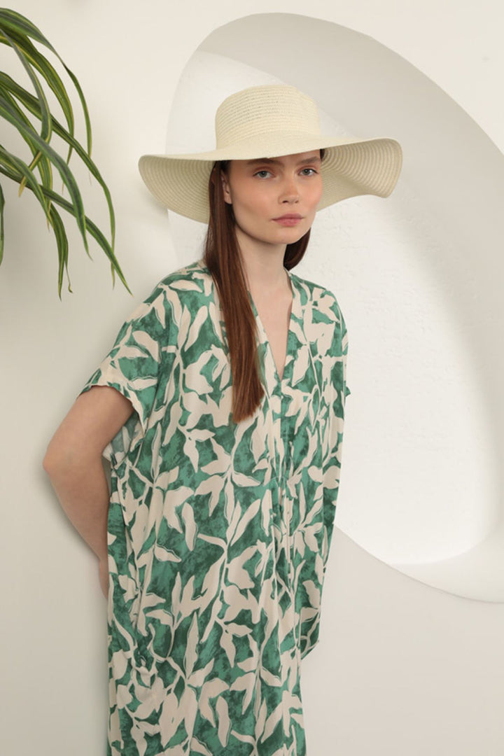 KKT Viscose Fabric Patterned Dress-Green - Durham