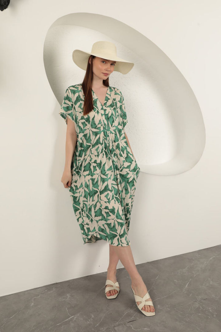 KKT Viscose Fabric Patterned Dress-Green - Durham