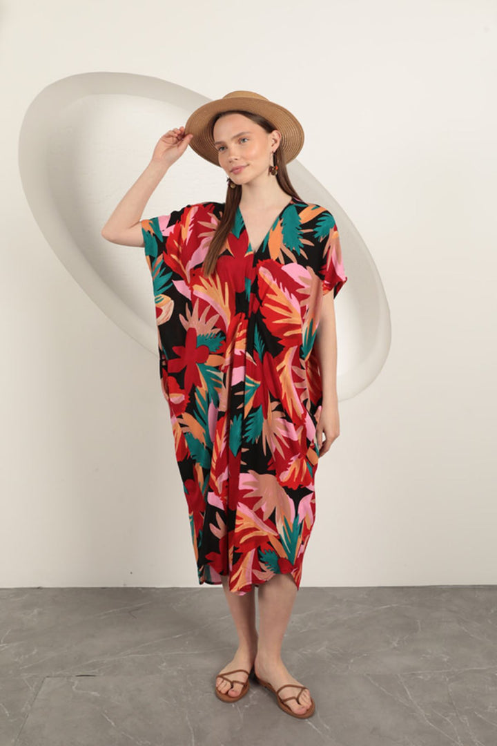 KKT Viscose Fabric Pleated Dress-Orange - Caen