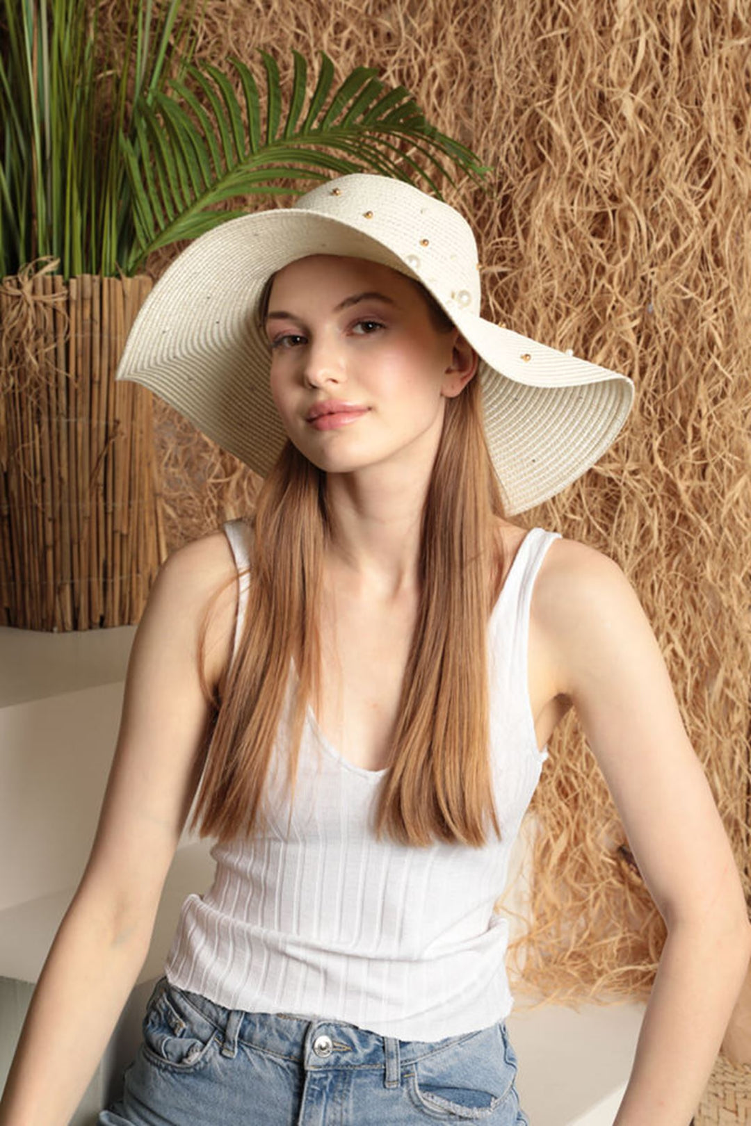 KKT Pearled Straw Women's Hat-Ecru - Franklin