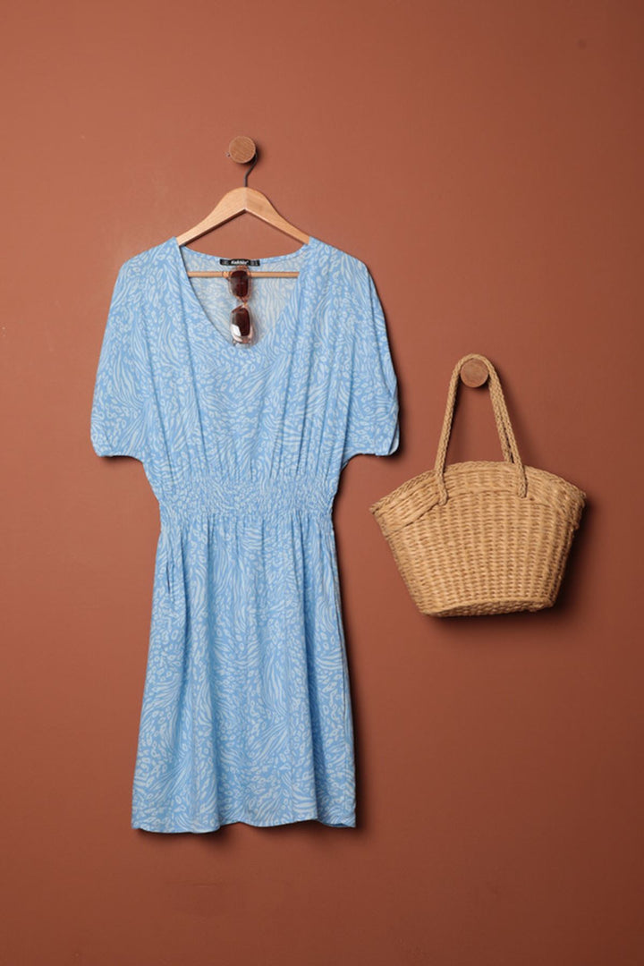 KKT Viscose Fabric Patterned Dress-Blue - Draguignan