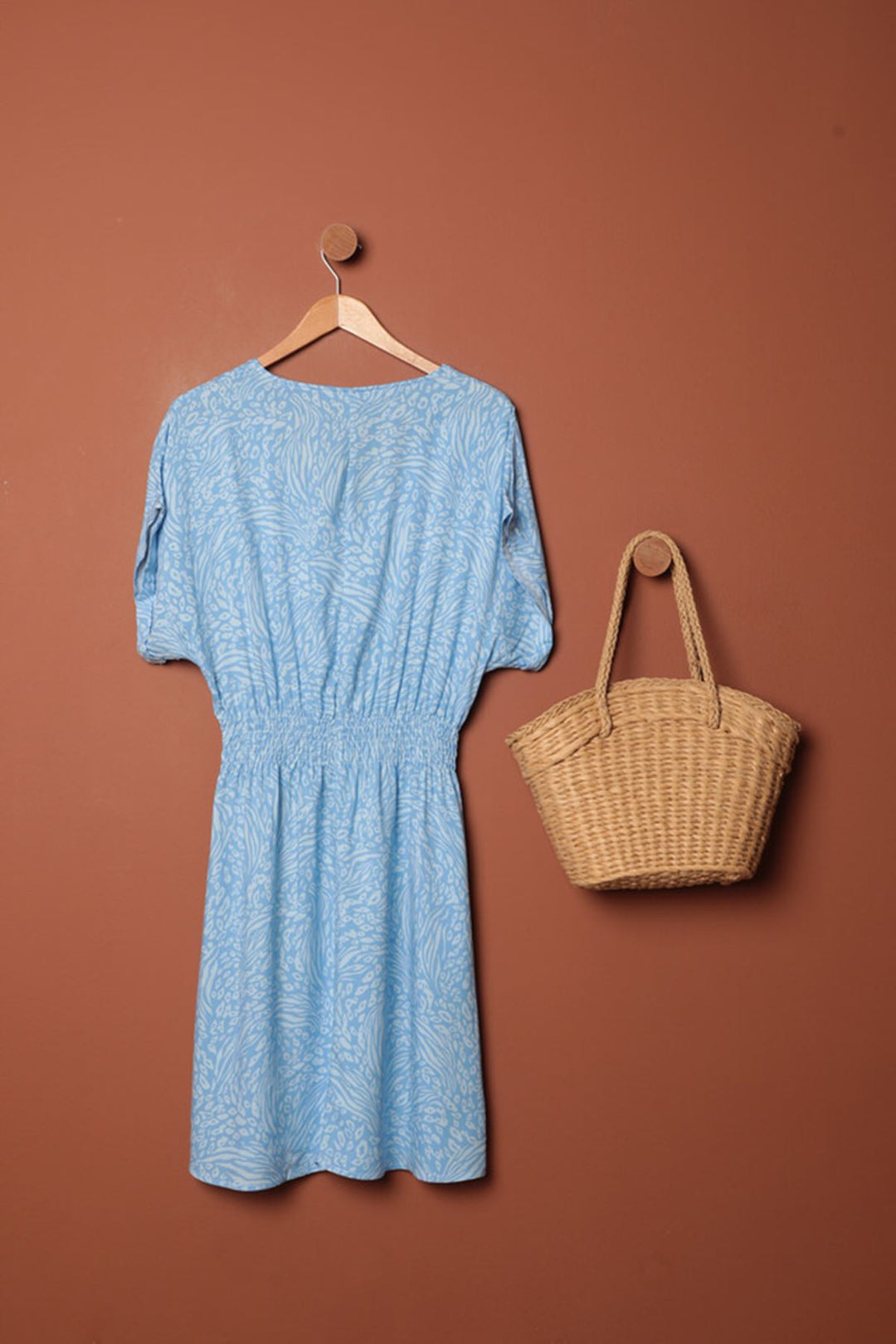 KKT Viscose Fabric Patterned Dress-Blue - Draguignan