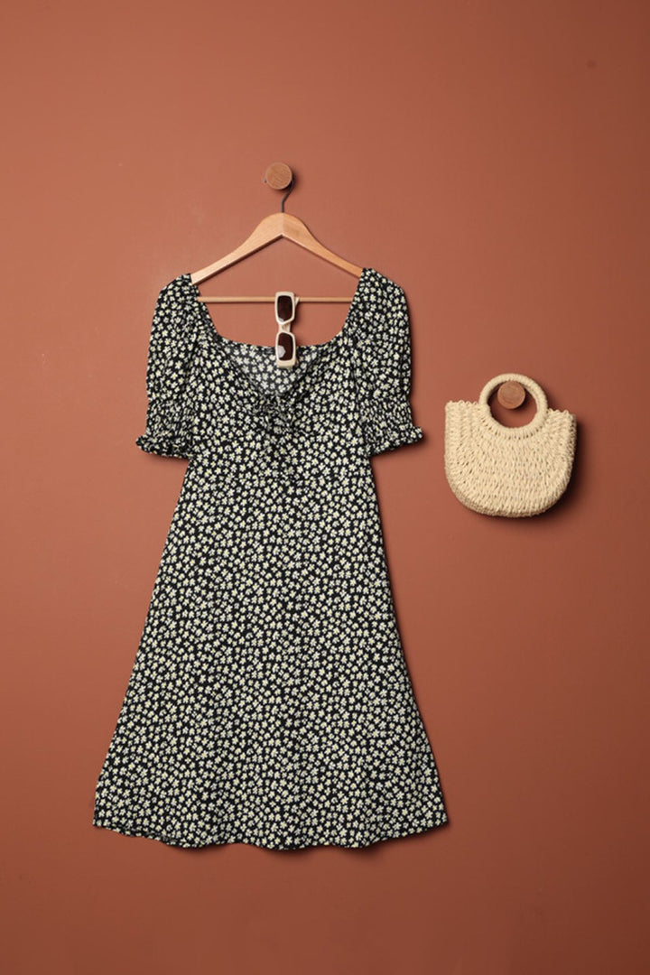 KKT Crepe Sleeve Gipel Dress-Black - Bloomington