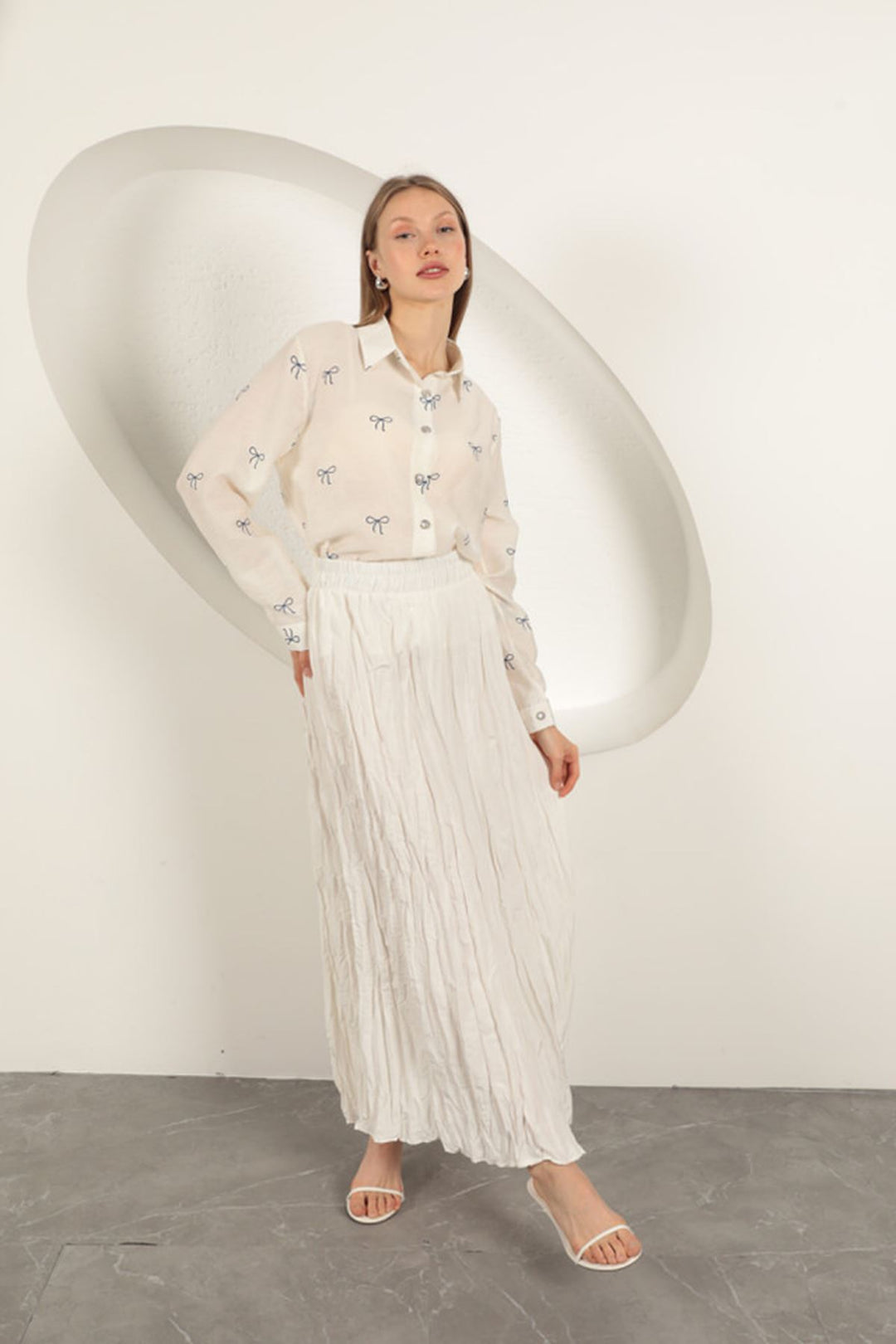 KKT Modal Fabric Bow Patterned Suit-Ecru - Neubrandenburg