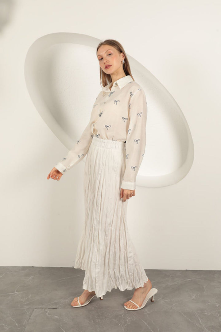 KKT Modal Fabric Bow Patterned Suit-Ecru - Neubrandenburg