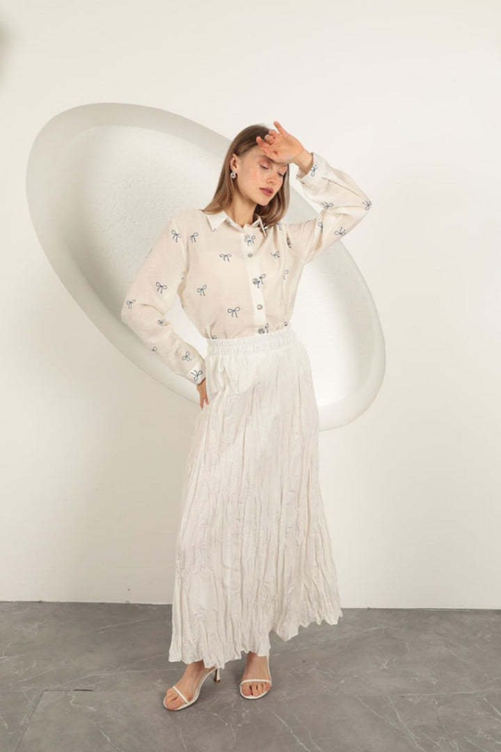 KKT Modal Fabric Bow Patterned Suit-Ecru - Neubrandenburg