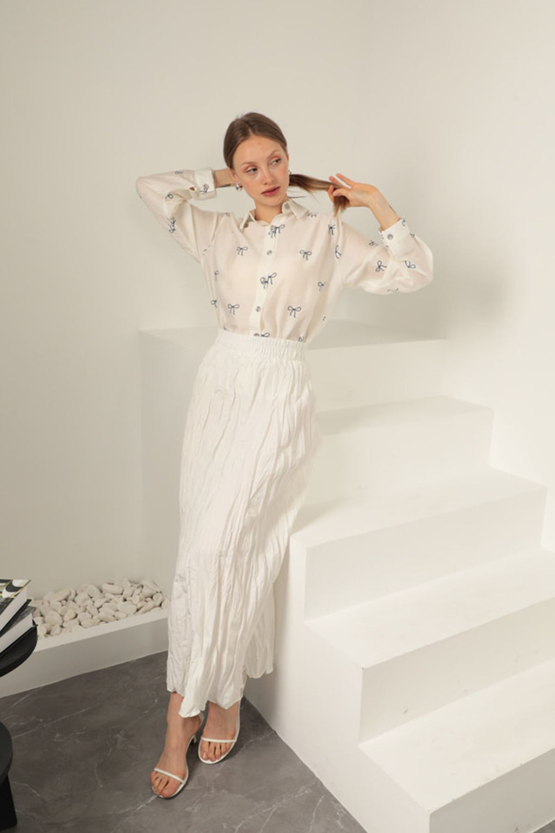 KKT Modal Fabric Bow Patterned Suit-Ecru - Neubrandenburg